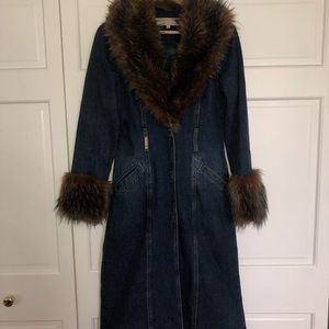 Vintage Denim and Fur Trench